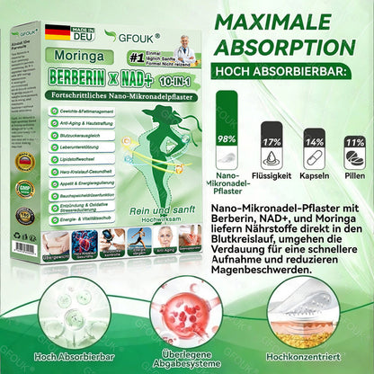 🫣🇩🇪Offizieller Shop | ✅ GFOUK® Moringa Berberinex NAD+ 10-in-1 Nano-Mikronadel-Patch (Nur einmal täglich, sichtbare Veränderungen in 7 Tagen) ✅ Für Übergewicht, lockere Haut, Diabetes, Schlafapnoe, Gelenkprobleme und mehr