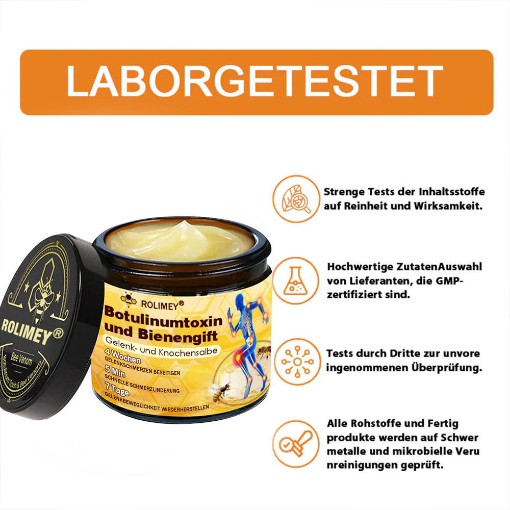✅ Offizieller Shop: Rolimey® Bienengift-Schmerzlinderungs Knochenheilungs Creme 👨‍⚕️(Reduzierung von Gelenkschwellungen, Schmerzen, Steifheit, Rötungen, Wärme, Muskelkater und Gelenkmüdigkeit)